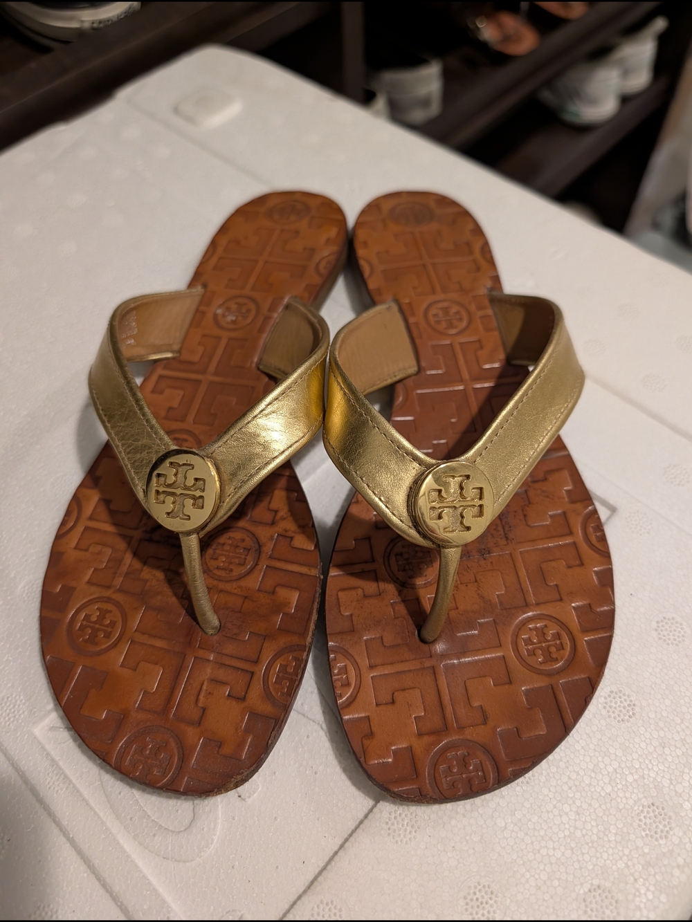 Tory Burch Miller Thong Sandals in Metallic Gold
